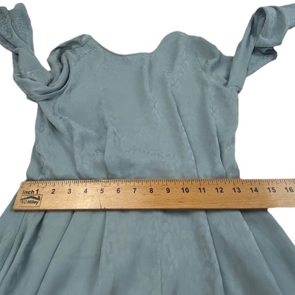 Topshop Gray Blue Flair Sleeve Long Sleeve Cheetah Print Romper size 6 - Picture 3 of 9